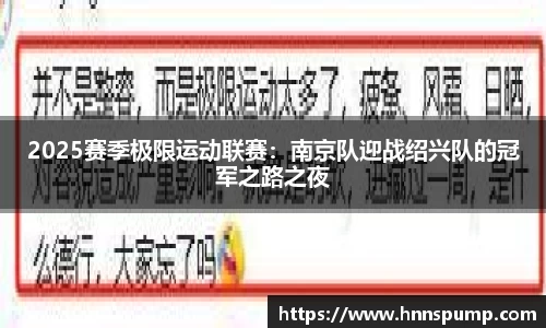 2025赛季极限运动联赛：南京队迎战绍兴队的冠军之路之夜